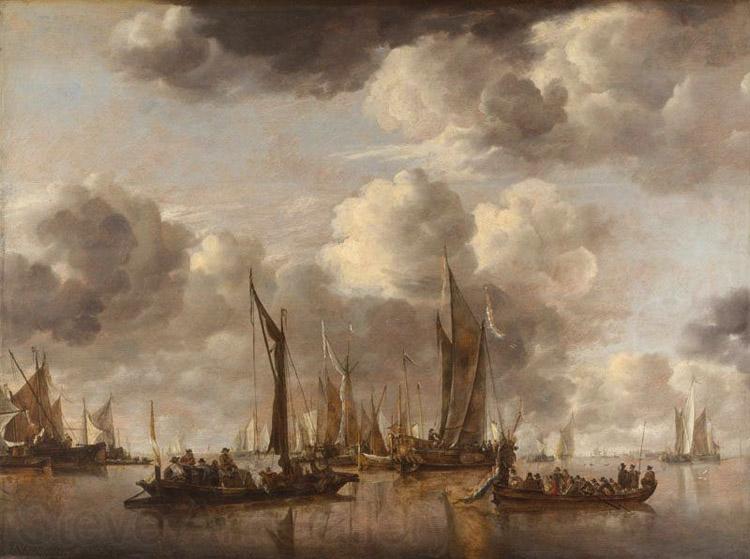 Jan van de Capelle Shipping Scene with a Dutch Yacht Firing a Salut (mk08) Norge oil painting art
